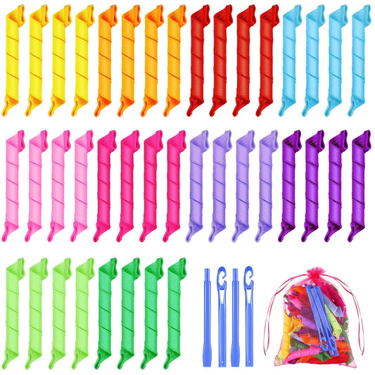 18Pcs Spiral Hair Curlers Set with Storage Bag (4 Colors)