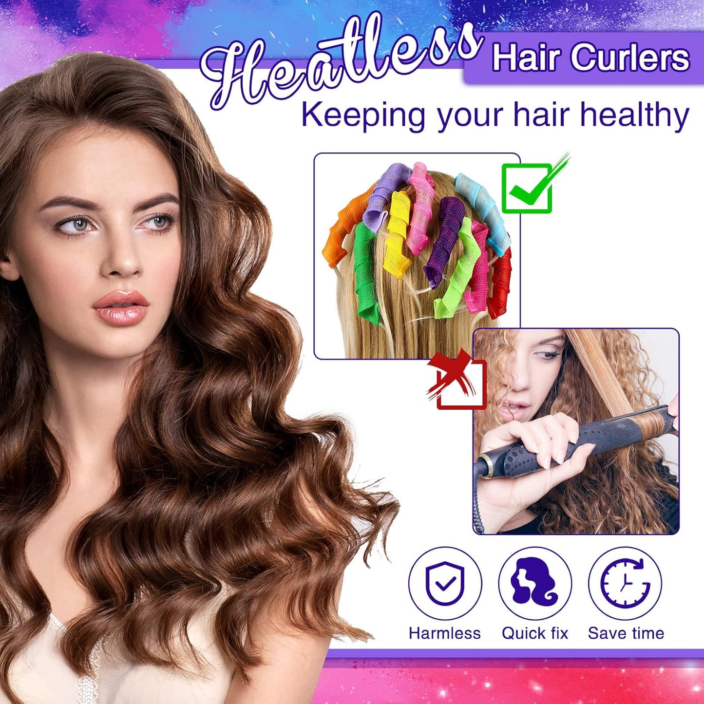 18Pcs Spiral Hair Curlers Set with Storage Bag (4 Colors)