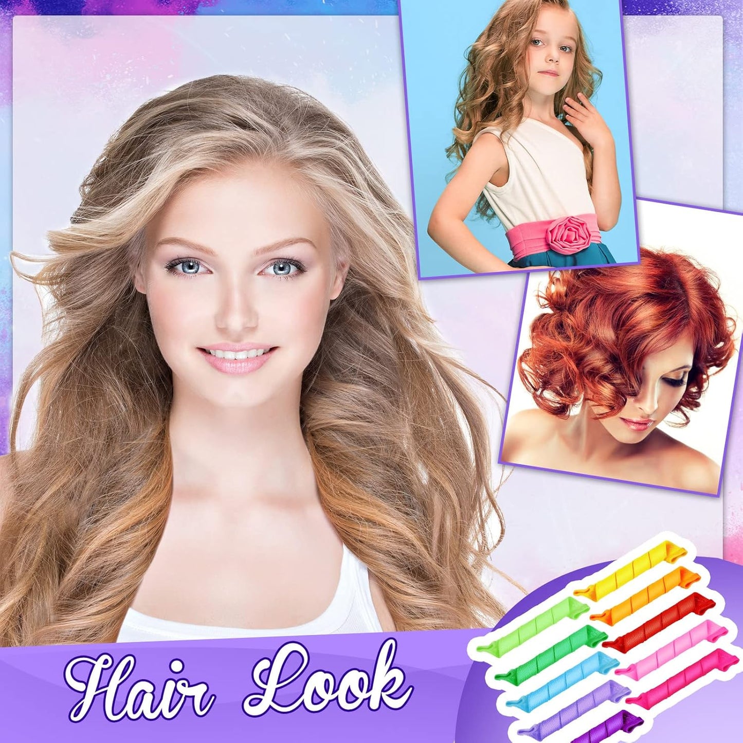 18Pcs Spiral Hair Curlers Set with Storage Bag (4 Colors)